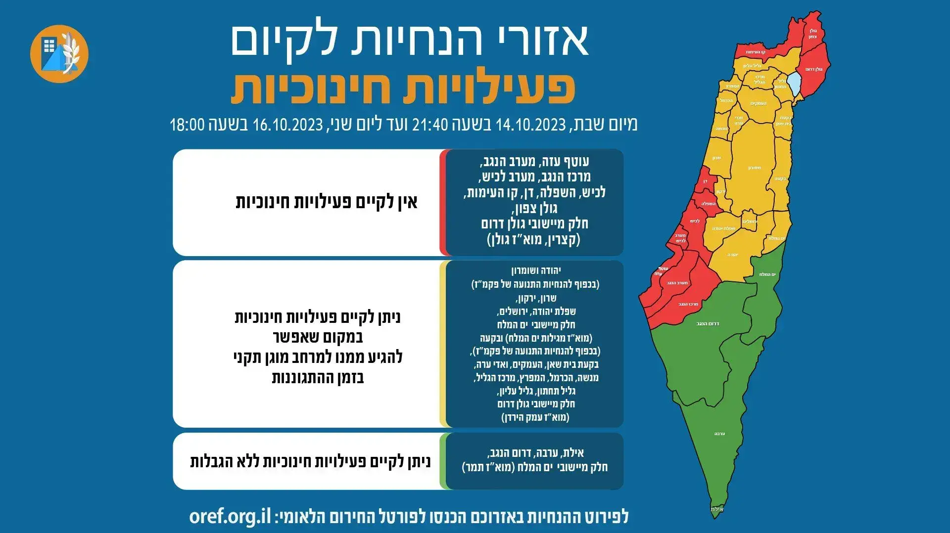הנחיות פיקוד העורף לקיום לימודים הנחיות פיקוד העורף לקיום לימודים