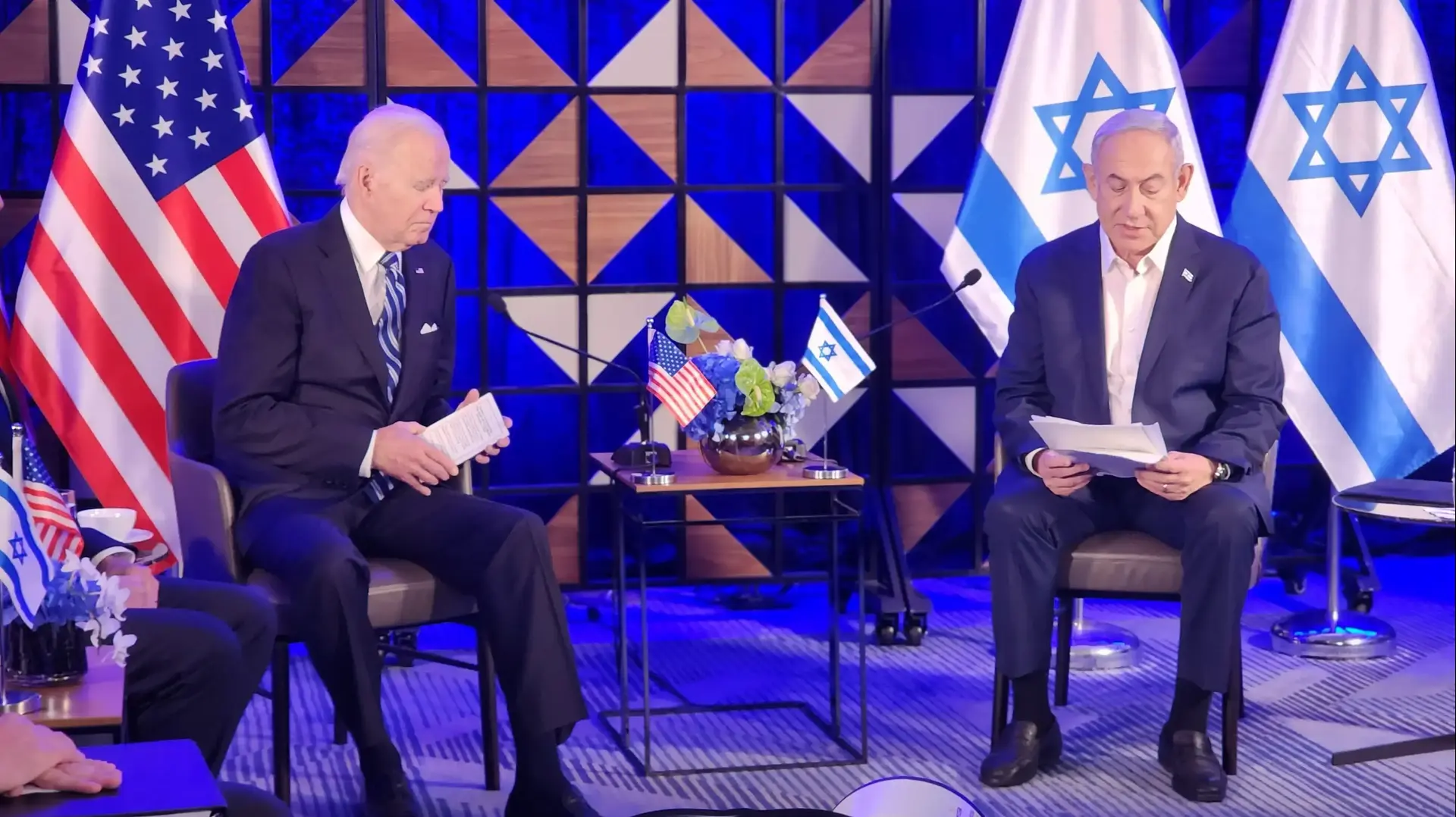 הצהרות נשיא ארה"ב ג'ו ביידן ורה"מ בנימין נתניהו מלון קמפינסקי,ת"א 18 באוקטובר 2023