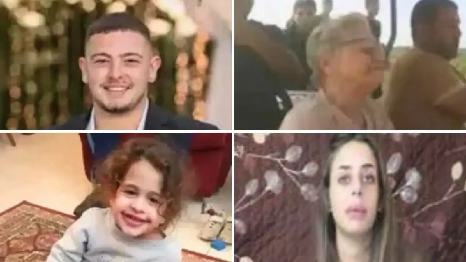 חטופים בשבי חמאס, מימין לשמאל: יפה אדר, מיה שם, אלמוג מאיר ז'אן, אביגיל עידן חטופים בשבי חמאס, מימין לשמאל: יפה אדר, מיה שם, אלמוג מאיר ז'אן, אביגיל עידן