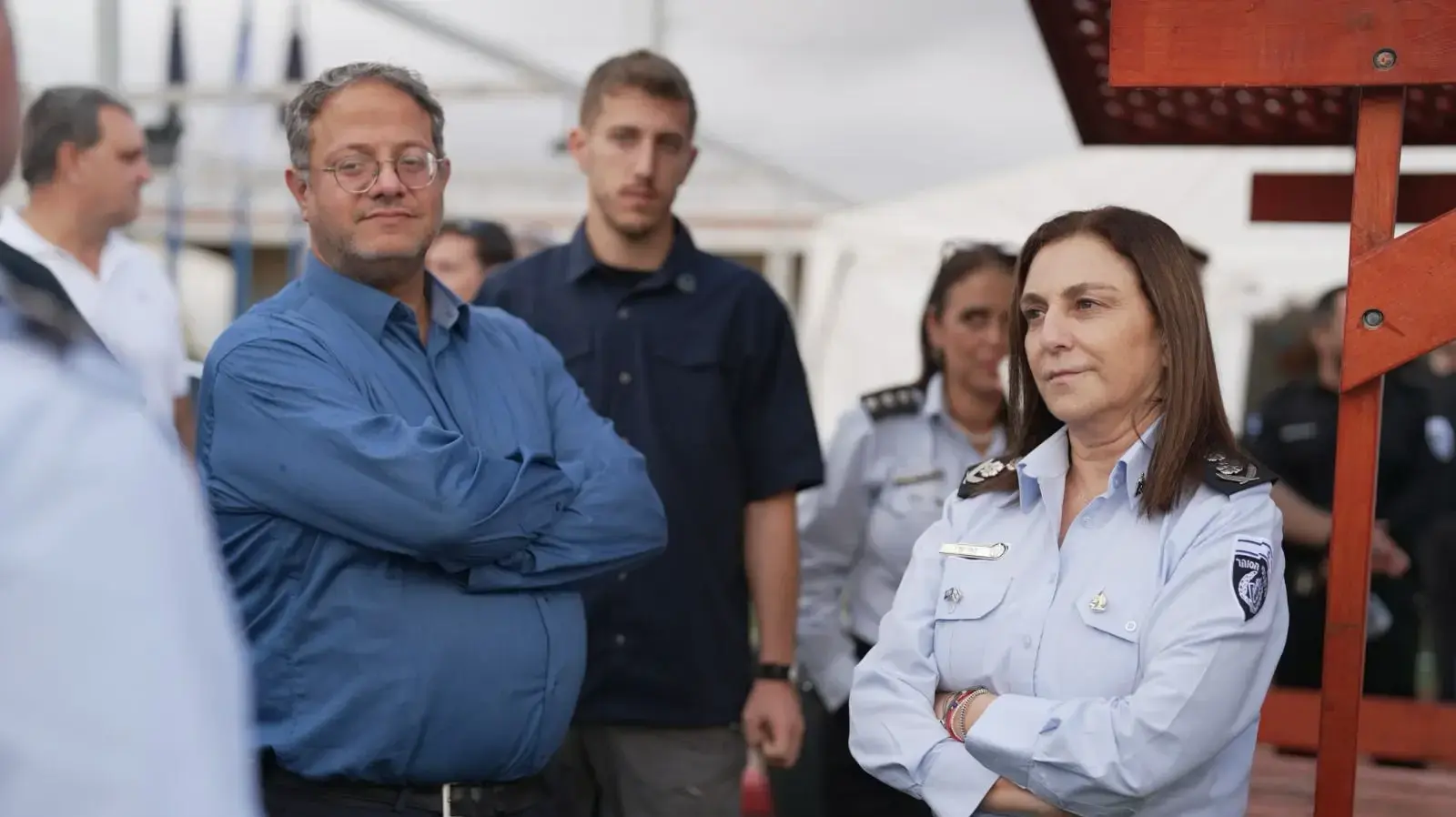 השר לביטחון לאומי איתמר בן גביר סייר במתקן כליאה במרכז הארץ בהובלת נציבת בתי הסוהר, רב-גונדר קטי פרי, 14 בנובמבר 2023