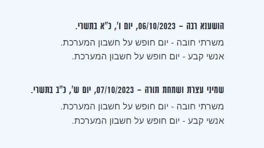 אתר צה"ל , לוח חופשות לחיילים ומידע על הדממה בשמחת תורה אתר צה"ל , לוח חופשות לחיילים ומידע על הדממה בשמחת תורה