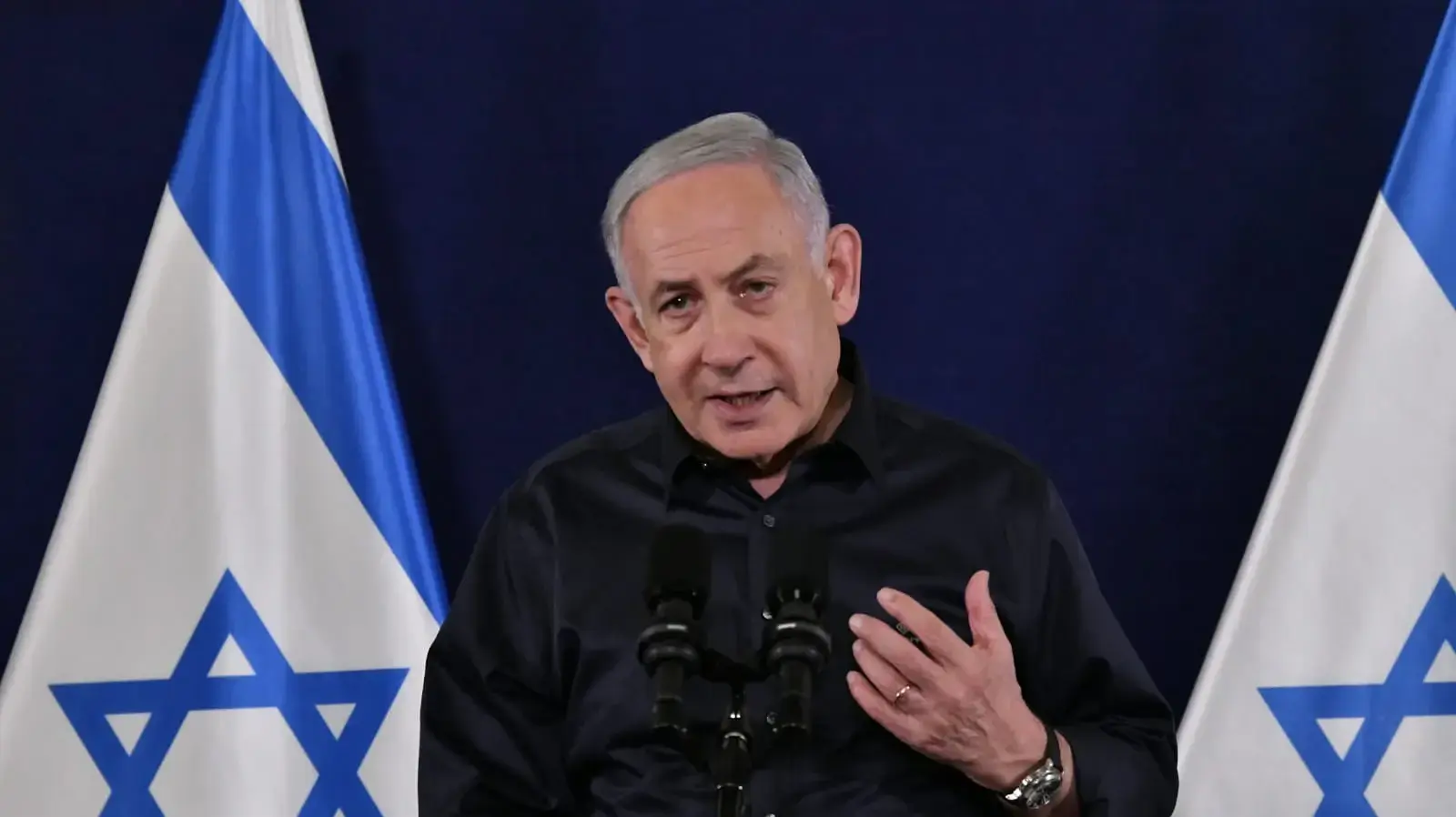 ראש הממשלה בנימין נתניהו בהצהרה לתקשורת, 18 בנובמבר 2023