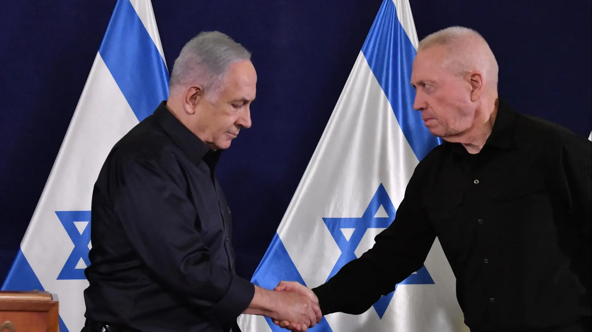 ראש הממשלה בנימין נתניהו , שר הביטחון יואב גלנט , הצהרה לתקשורת, 18 בנובמבר 2023 ראש הממשלה בנימין נתניהו , שר הביטחון יואב גלנט , הצהרה לתקשורת, 18 בנובמבר 2023