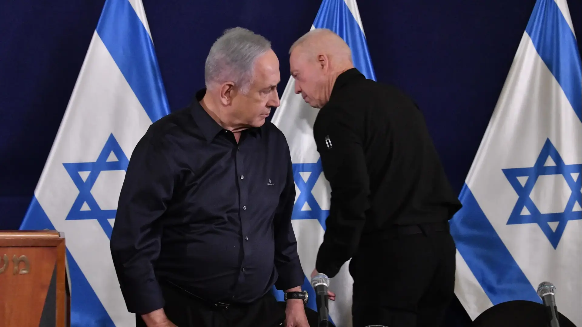 ראש הממשלה בנימין נתניהו , שר הביטחון יואב גלנט , הצהרה לתקשורת, 18 בנובמבר 2023 ראש הממשלה בנימין נתניהו , שר הביטחון יואב גלנט , הצהרה לתקשורת, 18 בנובמבר 2023