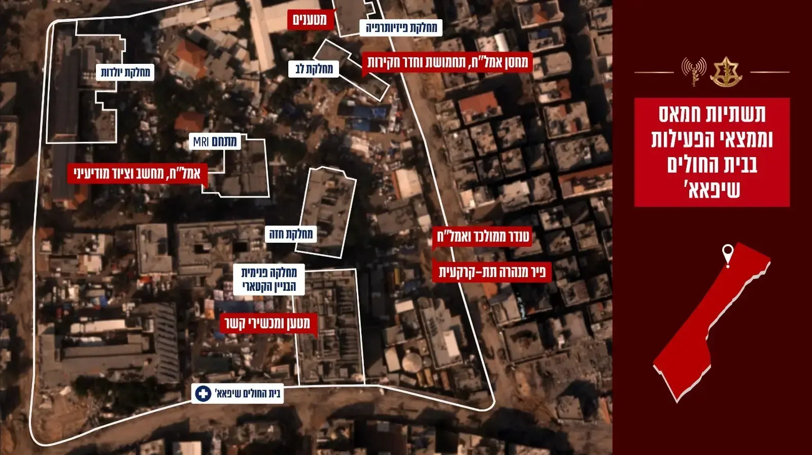 צה"ל ושב"כ חשפו מנהרת טרור ואמל"ח מתחת לבית החולים שיפא. 19 בנובמבר 2023 צה"ל ושב"כ חשפו מנהרת טרור ואמל"ח מתחת לבית החולים שיפא. 19 בנובמבר 2023