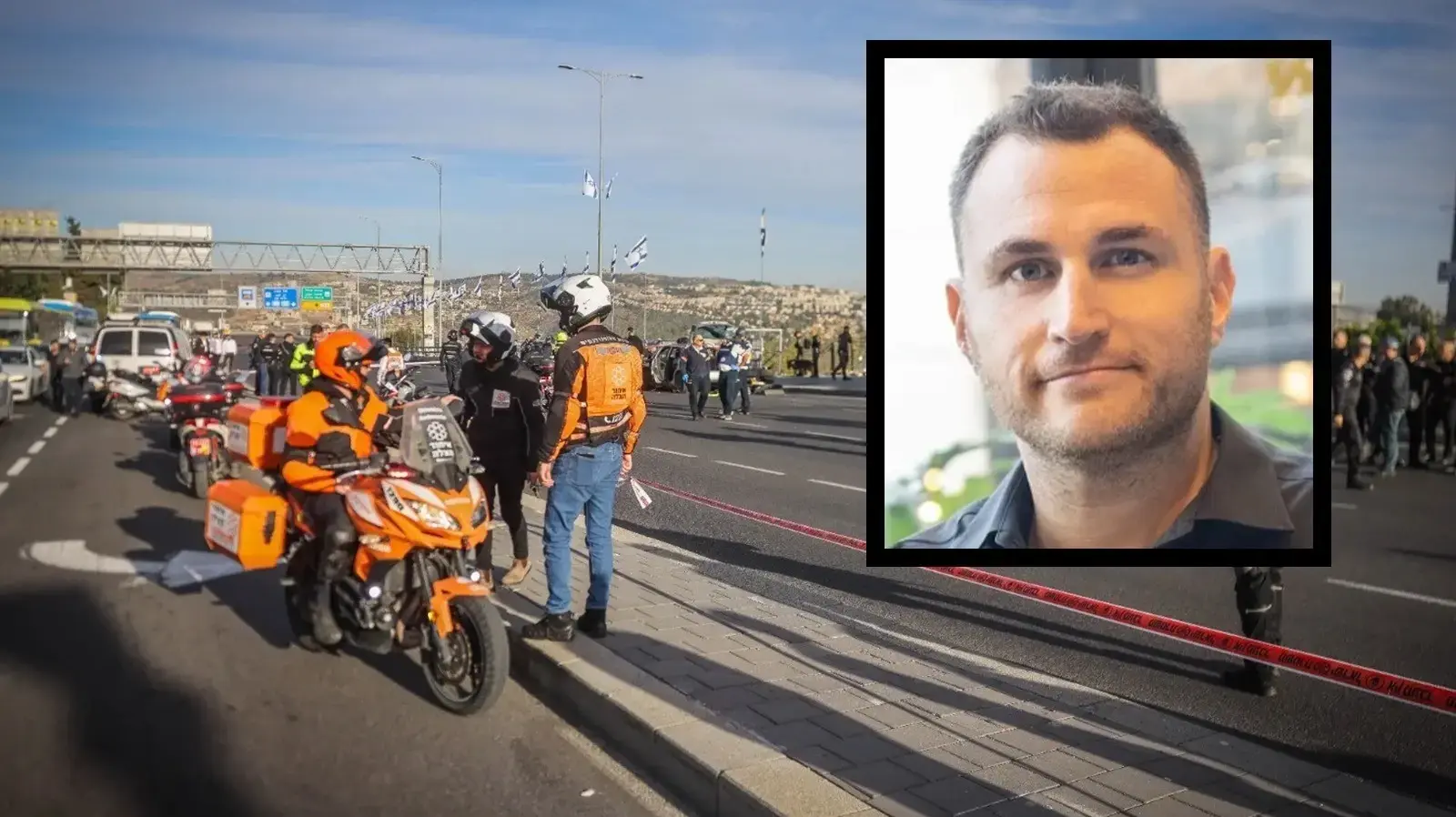 יובל דורון קסטלמן על רקע זירת הפיגוע בירושלים