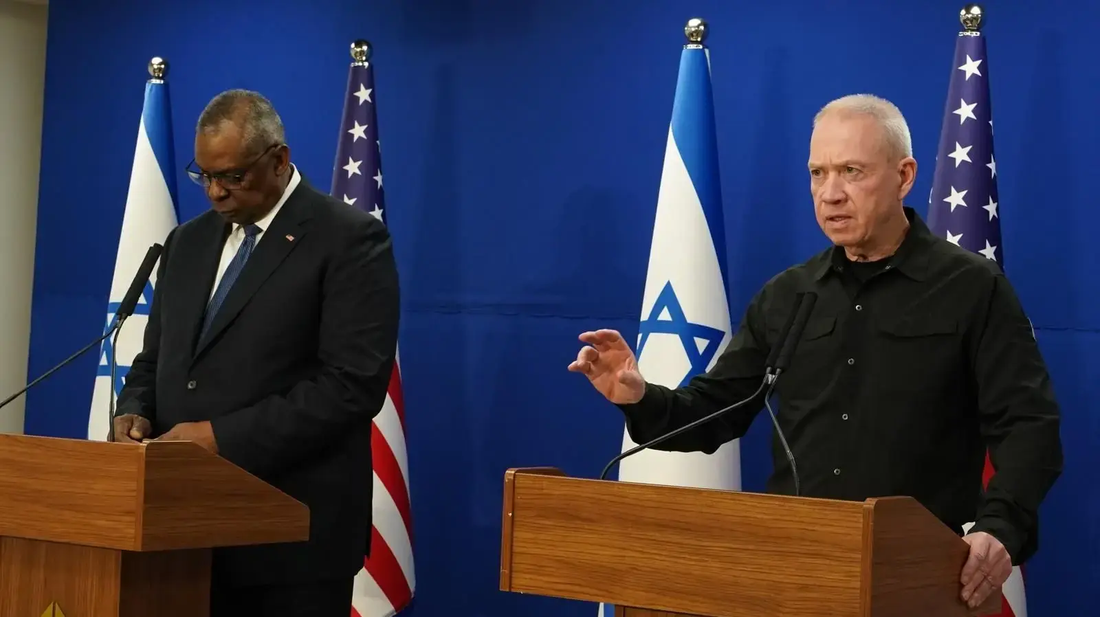 מסיבת העיתונאים של שר הביטחון יואב גלנט ומזכיר ההגנה האמריקני לויד אוסטין מסיבת העיתונאים של שר הביטחון יואב גלנט ומזכיר ההגנה האמריקני לויד אוסטין