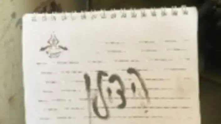 מחברת ובה כתבו החטופים "הצילו" מחברת ובה כתבו החטופים "הצילו"
