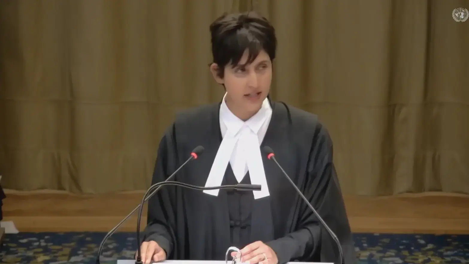 נציגת דרום אפריקה, בית הדין הבינלאומי לצדק (ICJ), האג, הולנד. 11 בינואר 2023 נציגת דרום אפריקה, בית הדין הבינלאומי לצדק (ICJ), האג, הולנד. 11 בינואר 2023