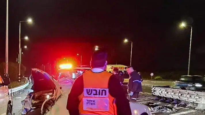זירת התאונה הקטלנית במחלף עתלית, 13 בינואר 2024