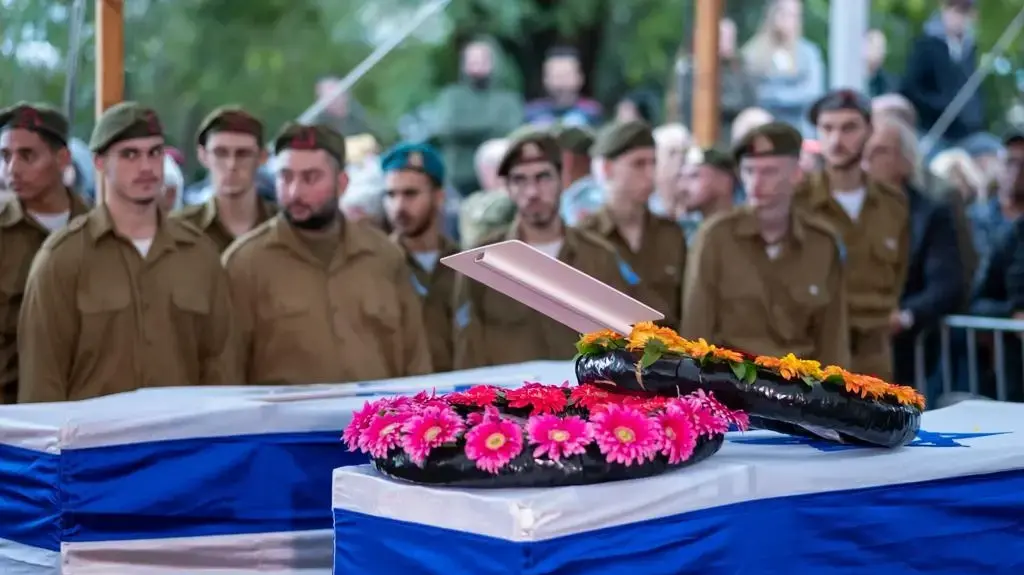 טקס הלוויה והספדים של מירה וברק איילון שנהרגו במתקפת הנ"ט על כפר יובל. 15 בינואר 2024