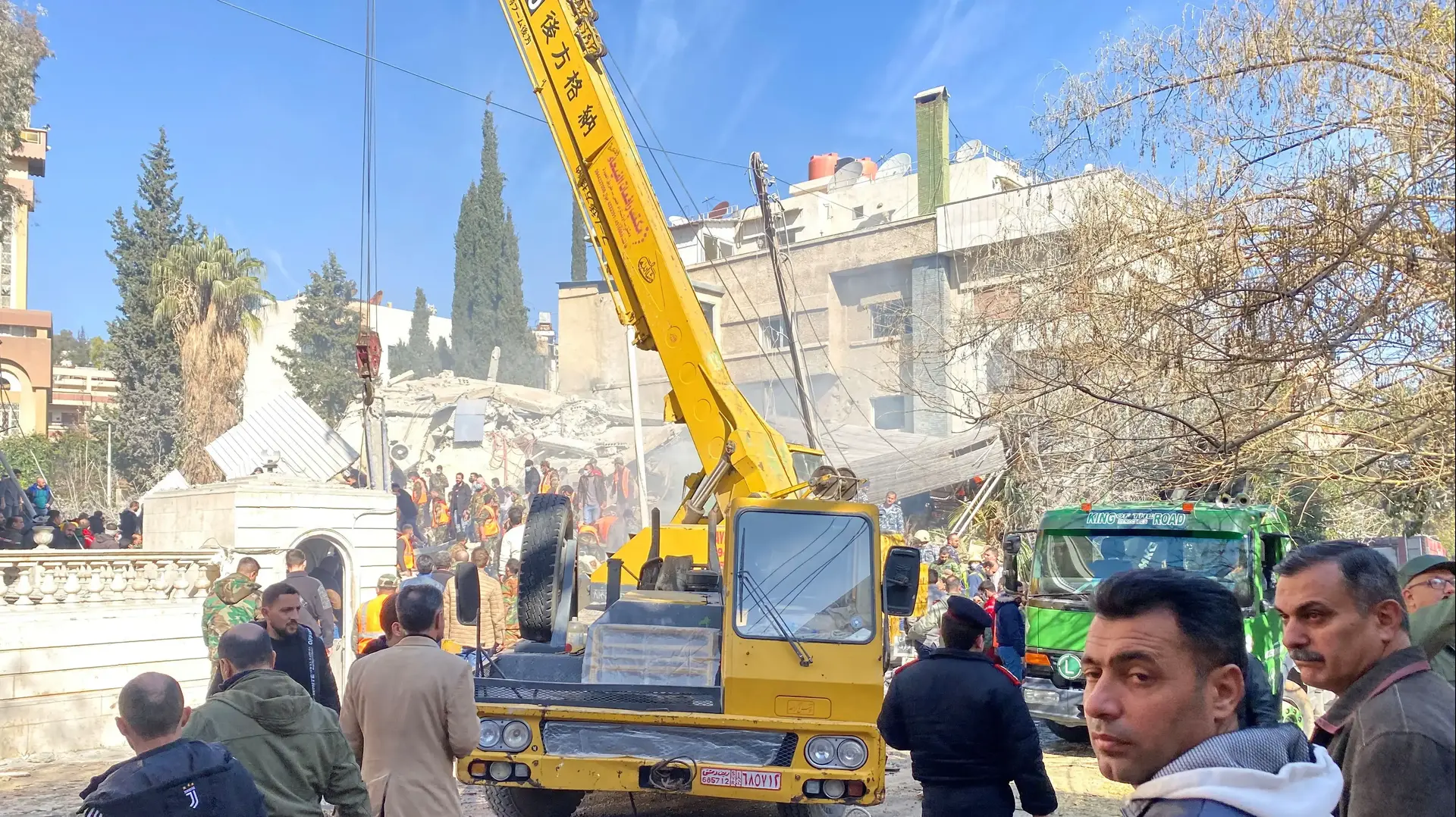 הריסות של מבנה שהותקף לפי דיווחים על ידי ישראל בדמשק, סוריה, 20 בינואר 2024 הריסות של מבנה שהותקף לפי דיווחים על ידי ישראל בדמשק, סוריה, 20 בינואר 2024