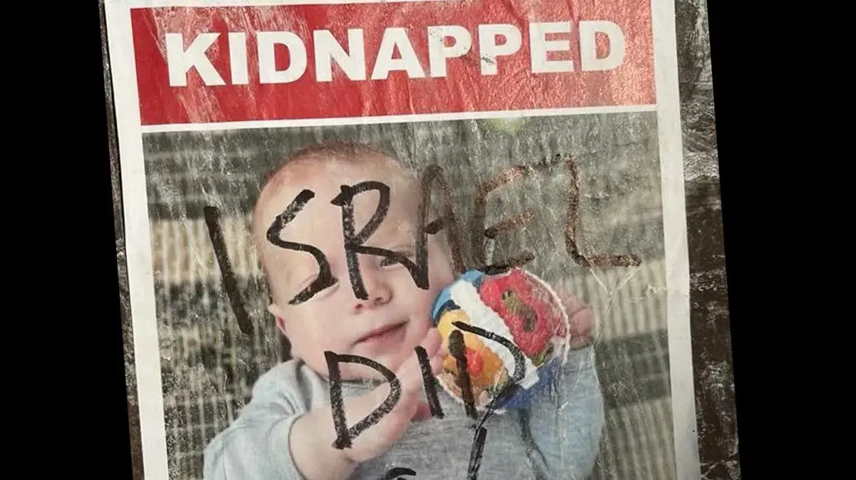 מודעות חטופים ישראליים הושחתו באוניברסיטת הרווארד ונכתבו עליהם מסרים אנטי- ציוניים, ינואר 2024 מודעות חטופים ישראליים הושחתו באוניברסיטת הרווארד ונכתבו עליהם מסרים אנטי- ציוניים, ינואר 2024