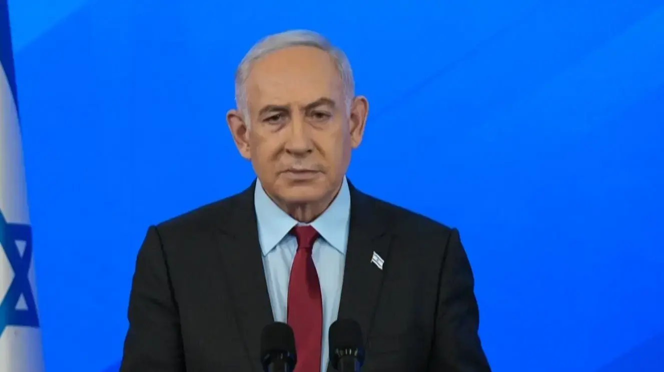 ראש הממשלה בנימין נתניהו בהצהרה. 27 בינואר 2024 ראש הממשלה בנימין נתניהו בהצהרה. 27 בינואר 2024