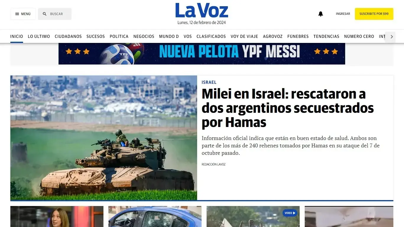 עמוד הבית של La Voze
עמוד הבית של La Voze