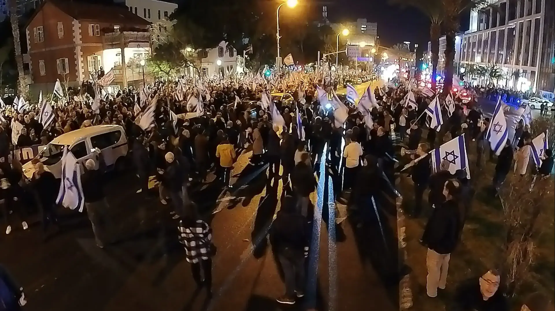 הפגנות נגד הממשלה, רחוב קפלן, תל אביב. 17 בפברואר 2024