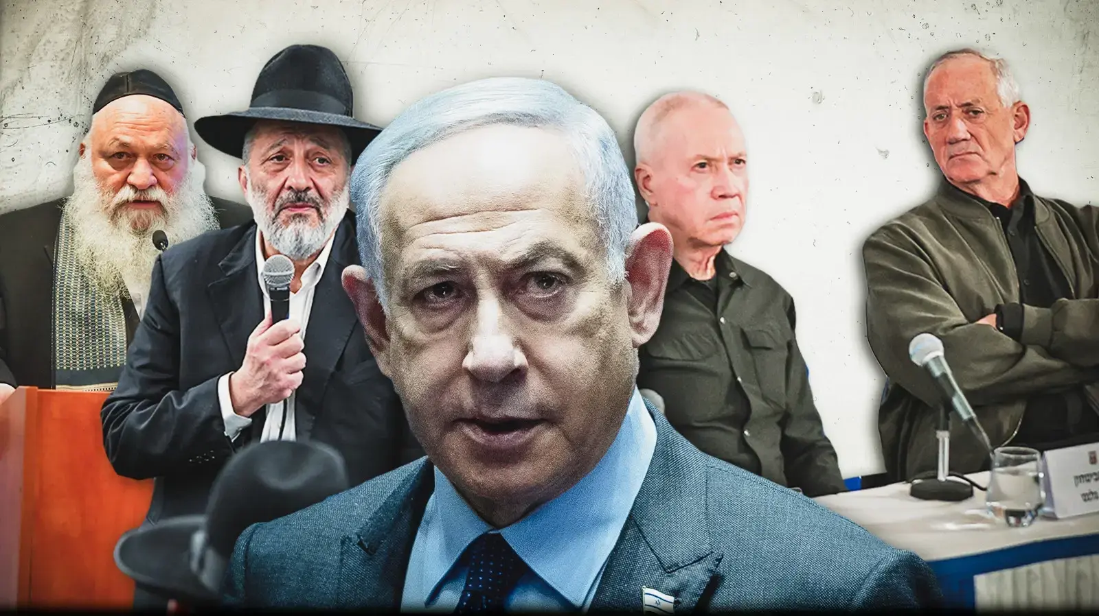 בני גנץ, יואב גלנט, בנימין נתניהו, אריה דרעי, יצחק גולדקנופף בני גנץ, יואב גלנט, בנימין נתניהו, אריה דרעי, יצחק גולדקנופף