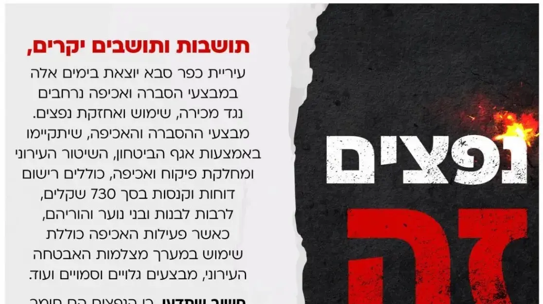 עיירית כפר סבא יוצאת בקריאה לא למכור נפצים ולהימנע משימוש בהם בחג הפורים עיירית כפר סבא יוצאת בקריאה לא למכור נפצים ולהימנע משימוש בהם בחג הפורים