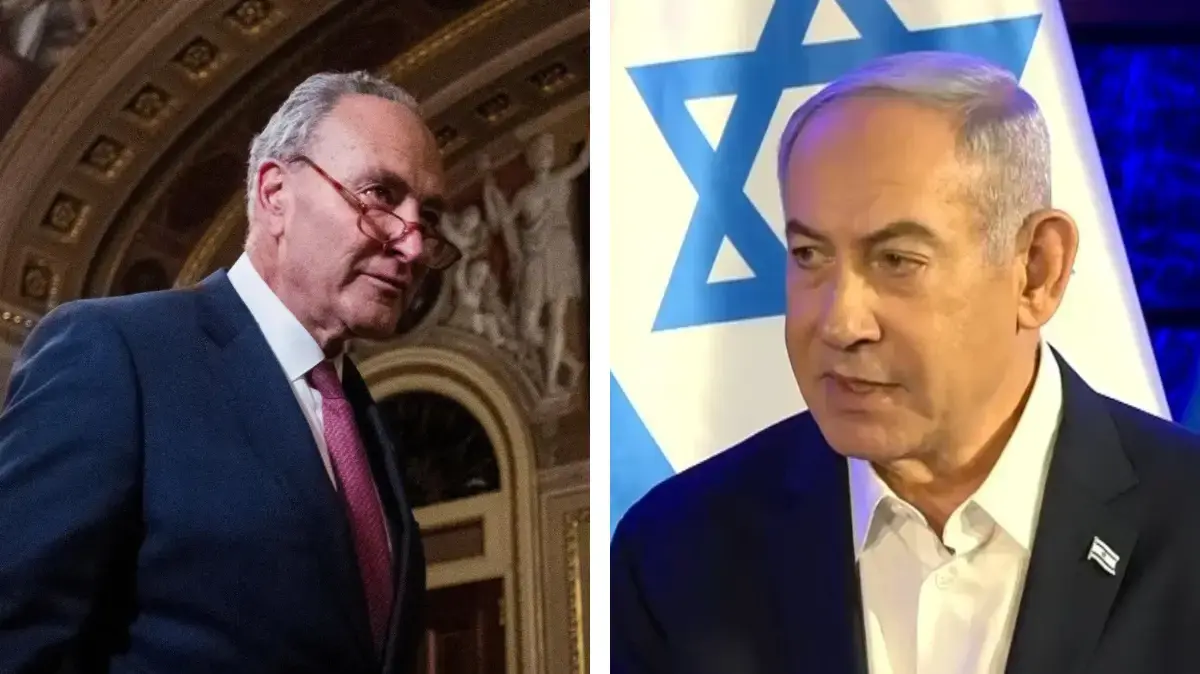 בנימין נתניהו ומנהיג הדמוקרטים בסנאט צ'אק שומר, 20 במרץ 2024