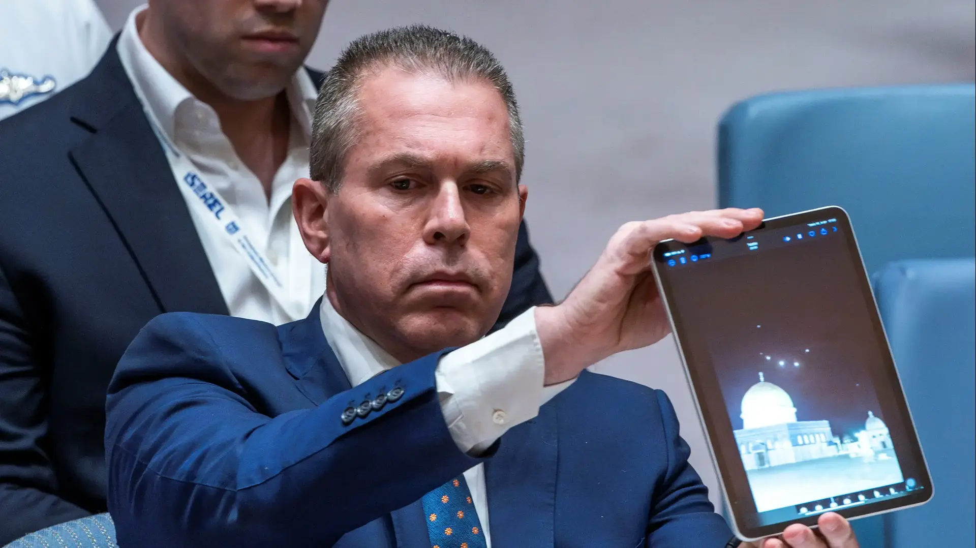 גלעד ארדן בדיון במועצת הביטחון בעקבות התקיפה האיראנית בישראל, 14 באפריל 2024 גלעד ארדן בדיון במועצת הביטחון בעקבות התקיפה האיראנית בישראל, 14 באפריל 2024