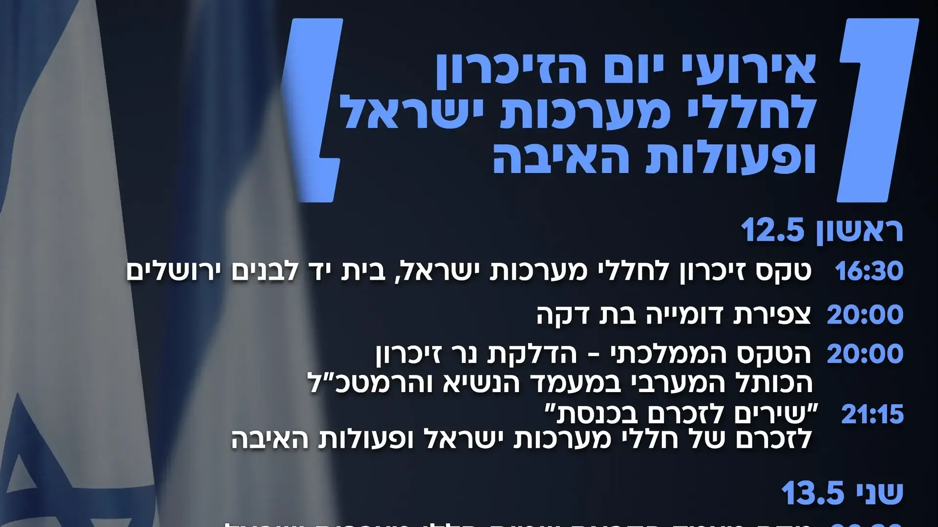 אירועי יום הזיכרון לחללי צה"ל ונפגעי פעולות האיבה תשפ"ד 2024 אירועי יום הזיכרון לחללי צה"ל ונפגעי פעולות האיבה תשפ"ד 2024