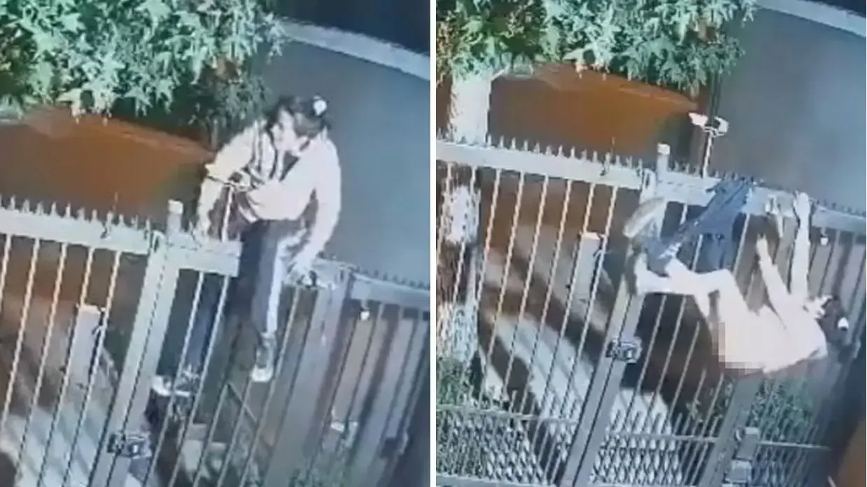 המכנסיים של הפורצת נתקעו בגדר