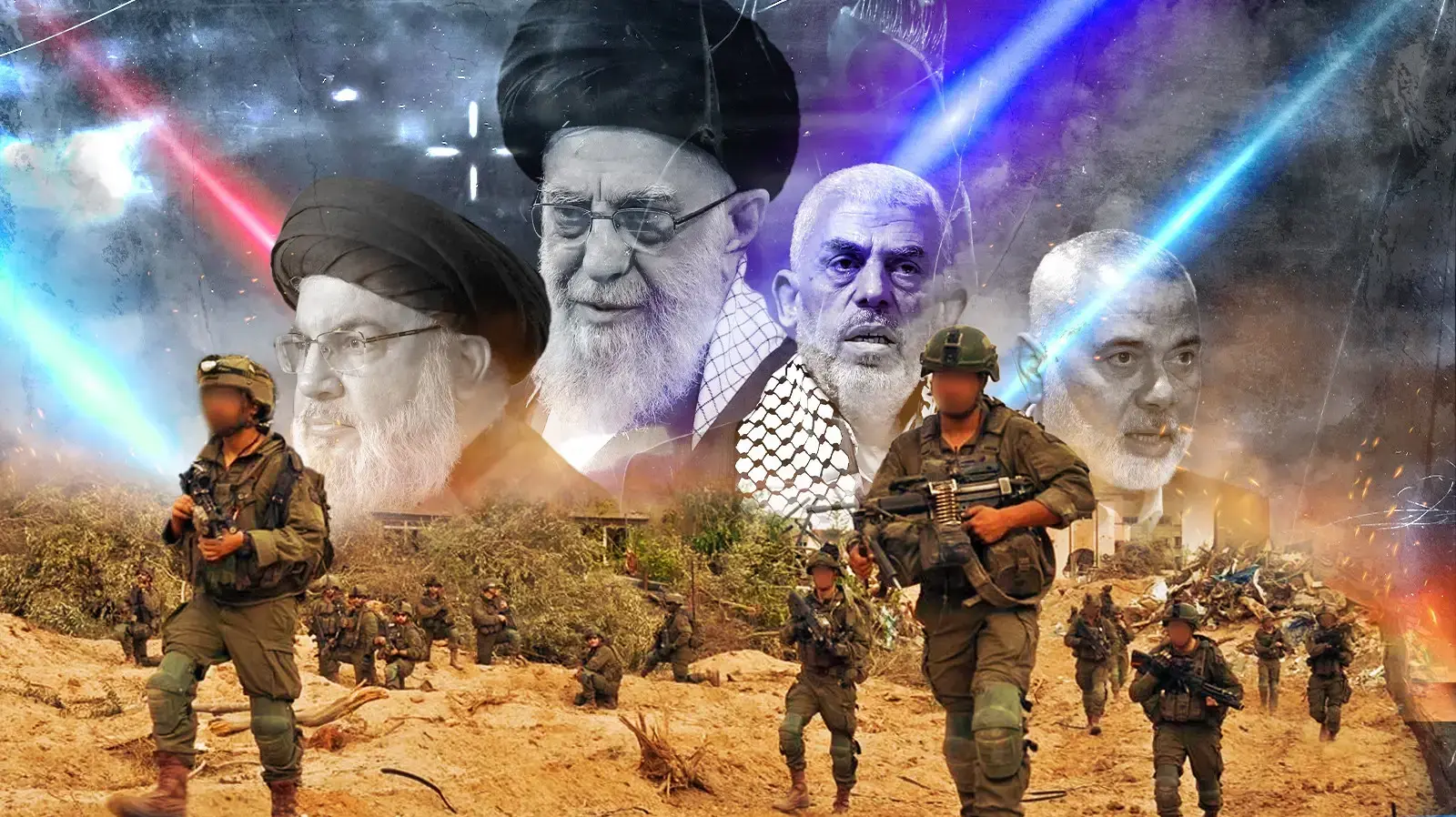 איסמאיל הנייה, יחיא סינוואר, עלי ח'אמנאי, חסן נסראללה, חיילי צה"ל בעזה איסמאיל הנייה, יחיא סינוואר, עלי ח'אמנאי, חסן נסראללה, חיילי צה"ל בעזה