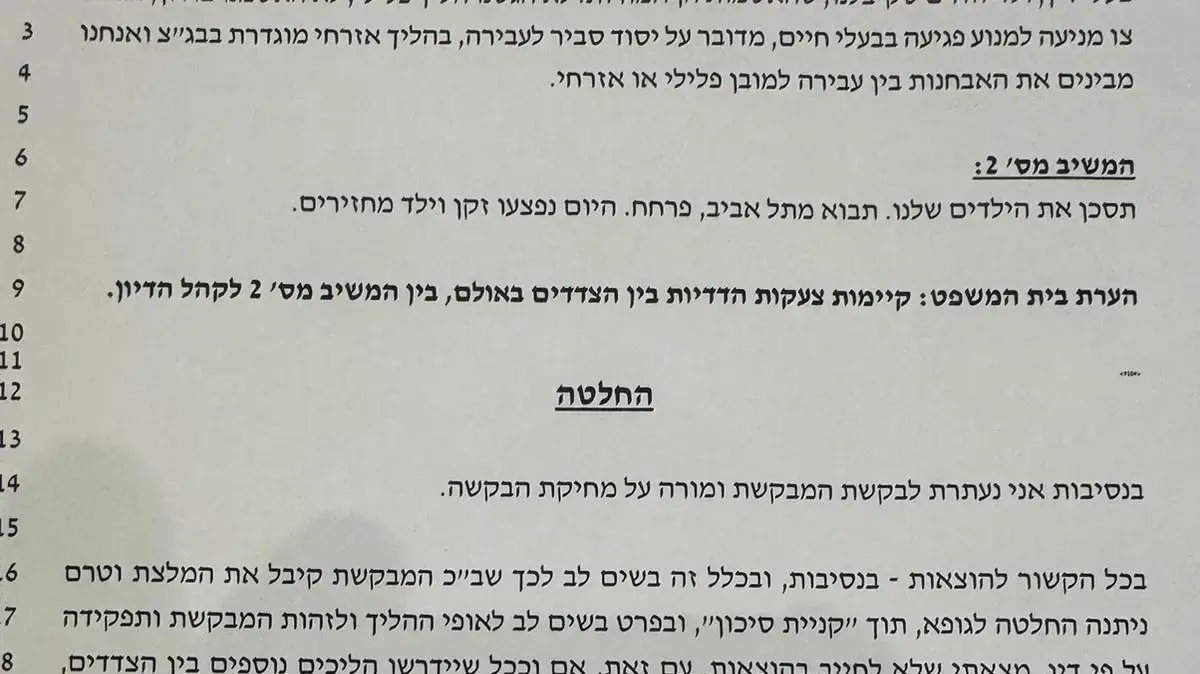 השופטת שולמית ברסלב מחקה את בקשת ״תנו לחיות לחיות״ השופטת שולמית ברסלב מחקה את בקשת ״תנו לחיות לחיות״