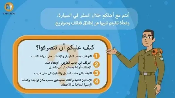 אתה עם המשפחה ברכב - איך להתנהג-הדרכת פיקוד העורף בבתי ספר ערביים. אתה עם המשפחה ברכב - איך להתנהג-הדרכת פיקוד העורף בבתי ספר ערביים.