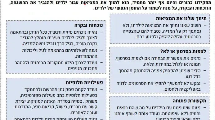 המלצות הנהגת ההורים הארצית לקראת פרסום סרטון חטיפת התצפיתניות, 22 במאי 2024