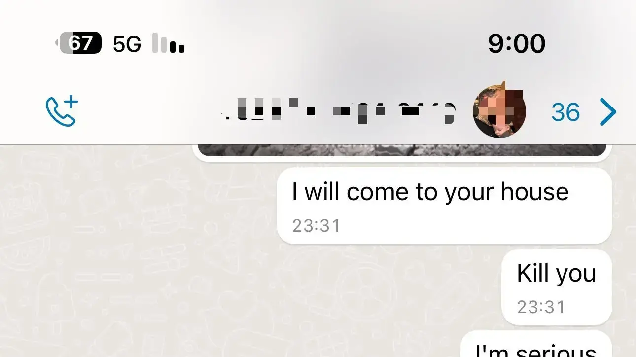 האיומים שנשלחו לזק"א דרך אפליקציית וואטסאפ