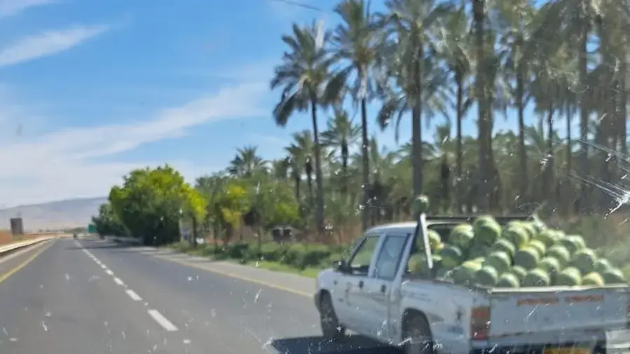 הטנדר של החשוד בגניבת אבטיחים בצפון הארץ, 2 ביוני 2024