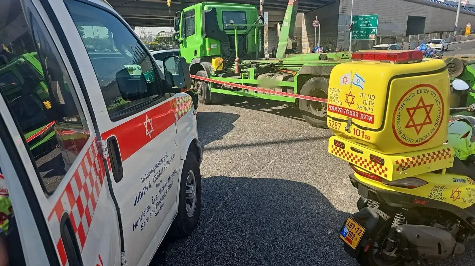 זירת התאונה בצומת חולון זירת התאונה בצומת חולון