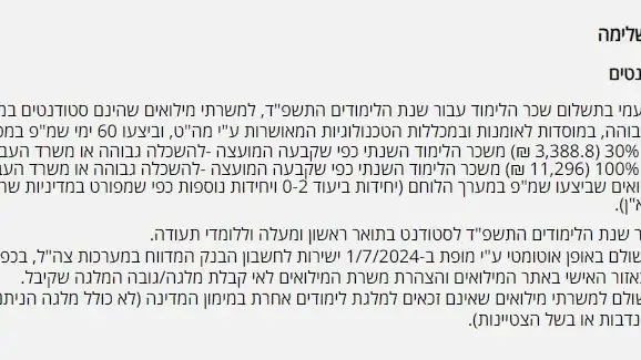 פירוט תנאי המלגה באתר משרד הביטחון
פירוט תנאי המלגה באתר משרד הביטחון