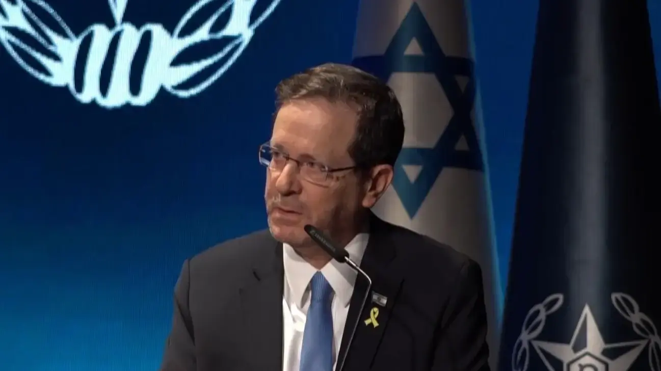 יצחק הרצוג בטקס פרידה ממפכ״ל המשטרה, 14 ביולי 2024 