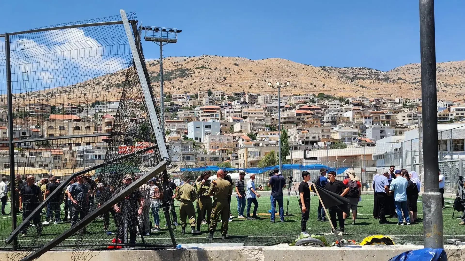 זירת פגיעת טיל במגרש כדורגל, מג'דל שמס, 28 ביולי 2024