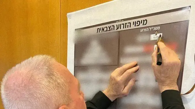 יואב גלנט מסמן איקס על תמונתו של מוחמד דף יואב גלנט מסמן איקס על תמונתו של מוחמד דף