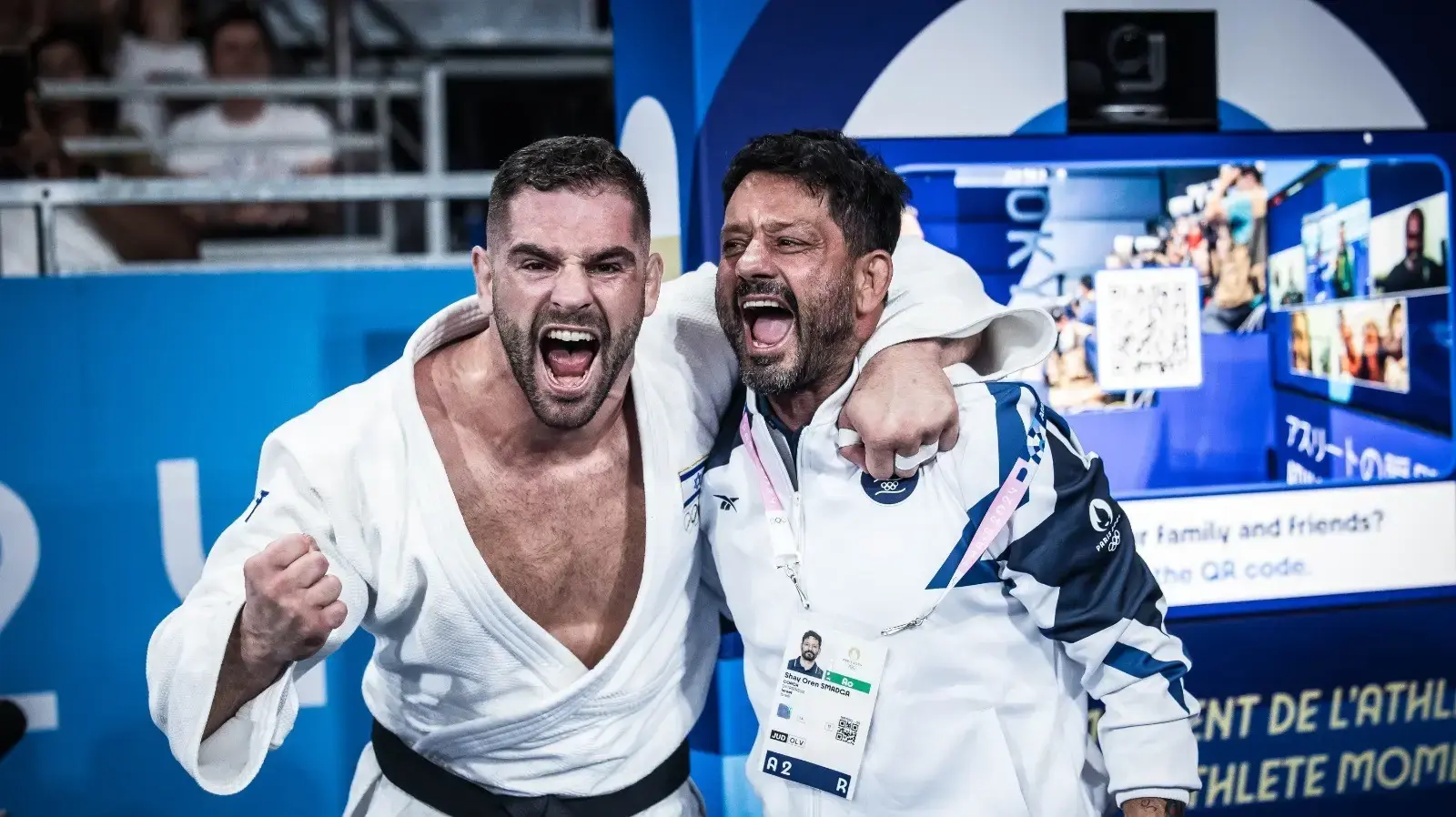 אורן סמדג'ה, פיטר פלצ'יק, אחרי הזכייה במדליית הארד במשחקים האולימפיים בפריז אורן סמדג'ה, פיטר פלצ'יק, אחרי הזכייה במדליית הארד במשחקים האולימפיים בפריז