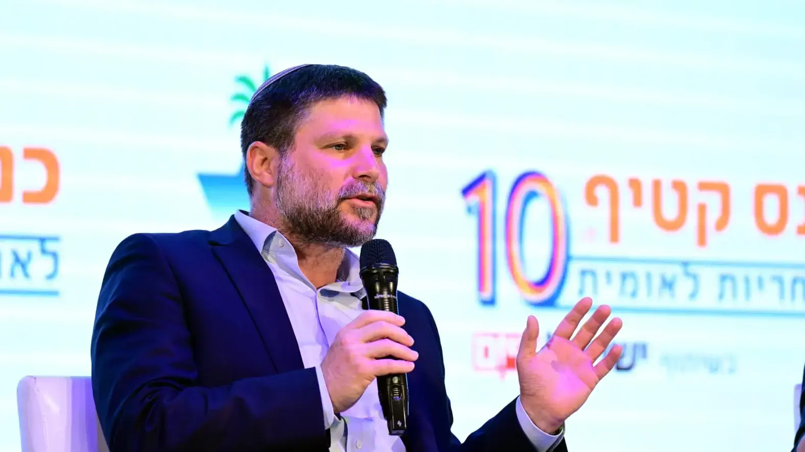 שר האוצר בצלאל סמוטריץ בכנס קטיף לאחריות לאומית ה-10 " שערי עזה" . 