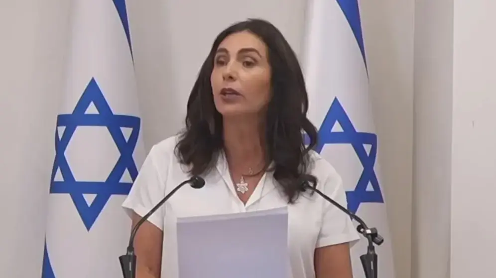 מירי רגב במסיבת עיתונאים בנושא הערכות לטקס  הממלכתי לציון שנה לטבח השבעה באוקטובר ולמלחמת חרבות ברזל