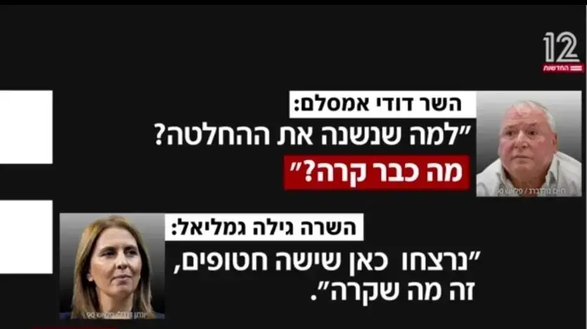 שיחה מישיבת הממשלה, חדשות 12 010924 שיחה מישיבת הממשלה, חדשות 12 010924