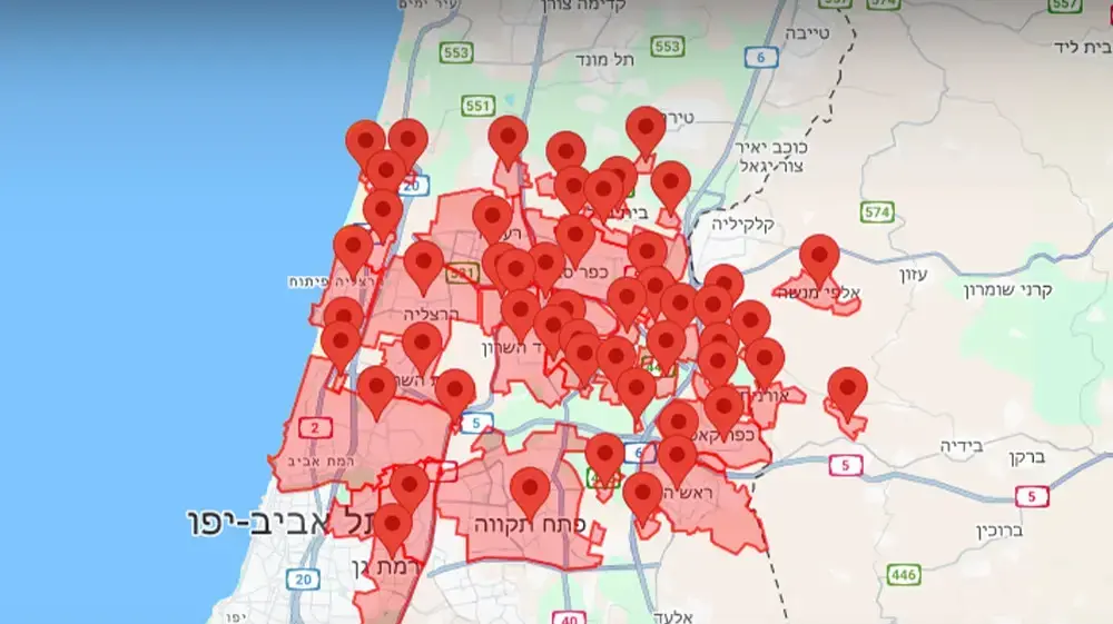 מפת אזעקות מפת אזעקות