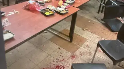 חדר אוכל בבסיס בו נפל כטב"ם, 13 באוקטובר 2024