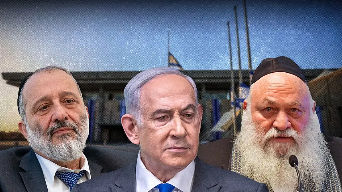 רה"מ בנימין נתניהו, ראש סיעת יהדות התורה יצחק גולדקנופף, ראש מפלגת ש"ס אריה דרעי