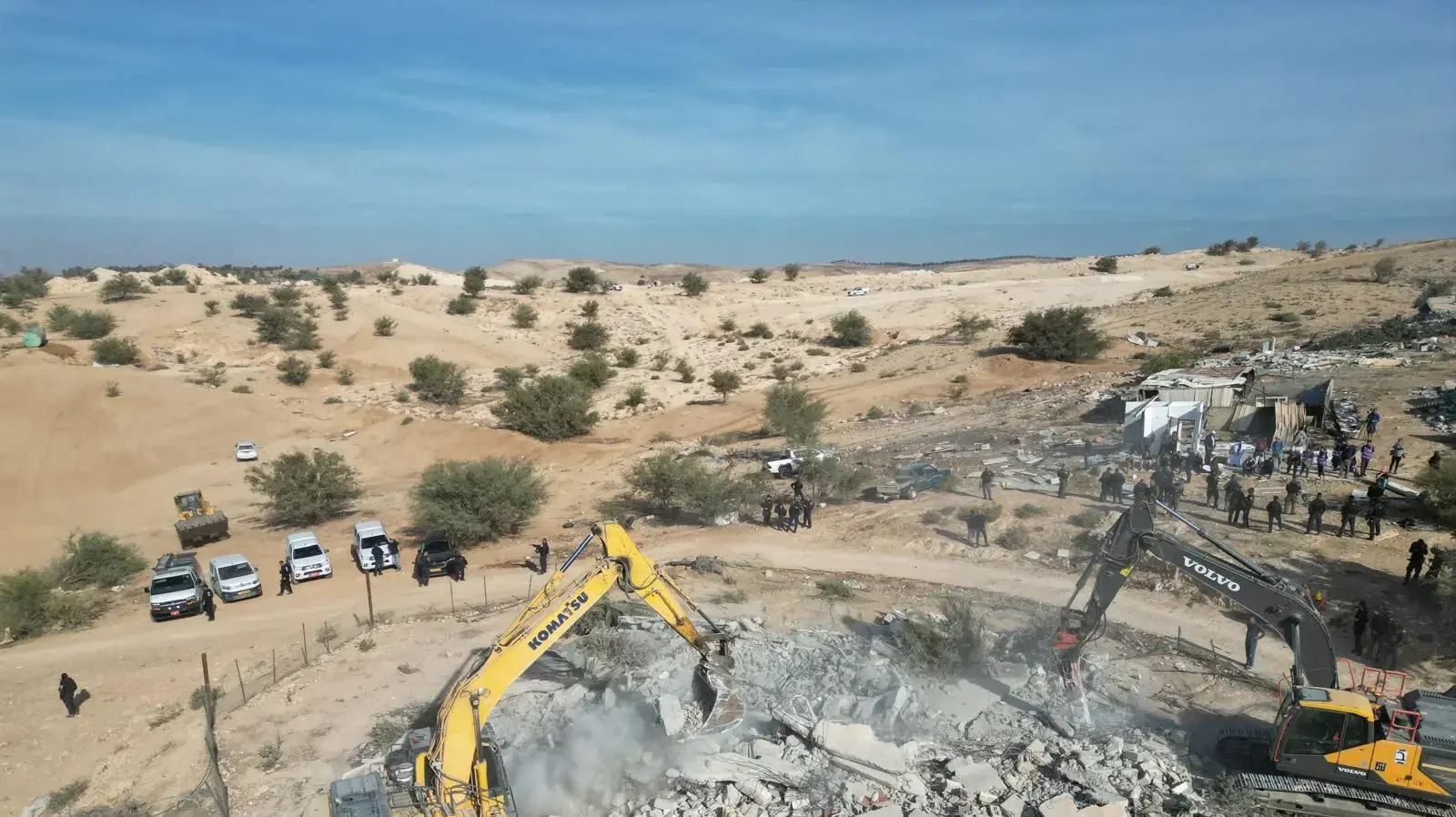 רשות מקרקעי ישראל בליווי משטרת ישראל פינו את שארית הפזורה באום אל חירן בנגב לקראת הקמת היישוב דרור, 14 בנובמבר 2024