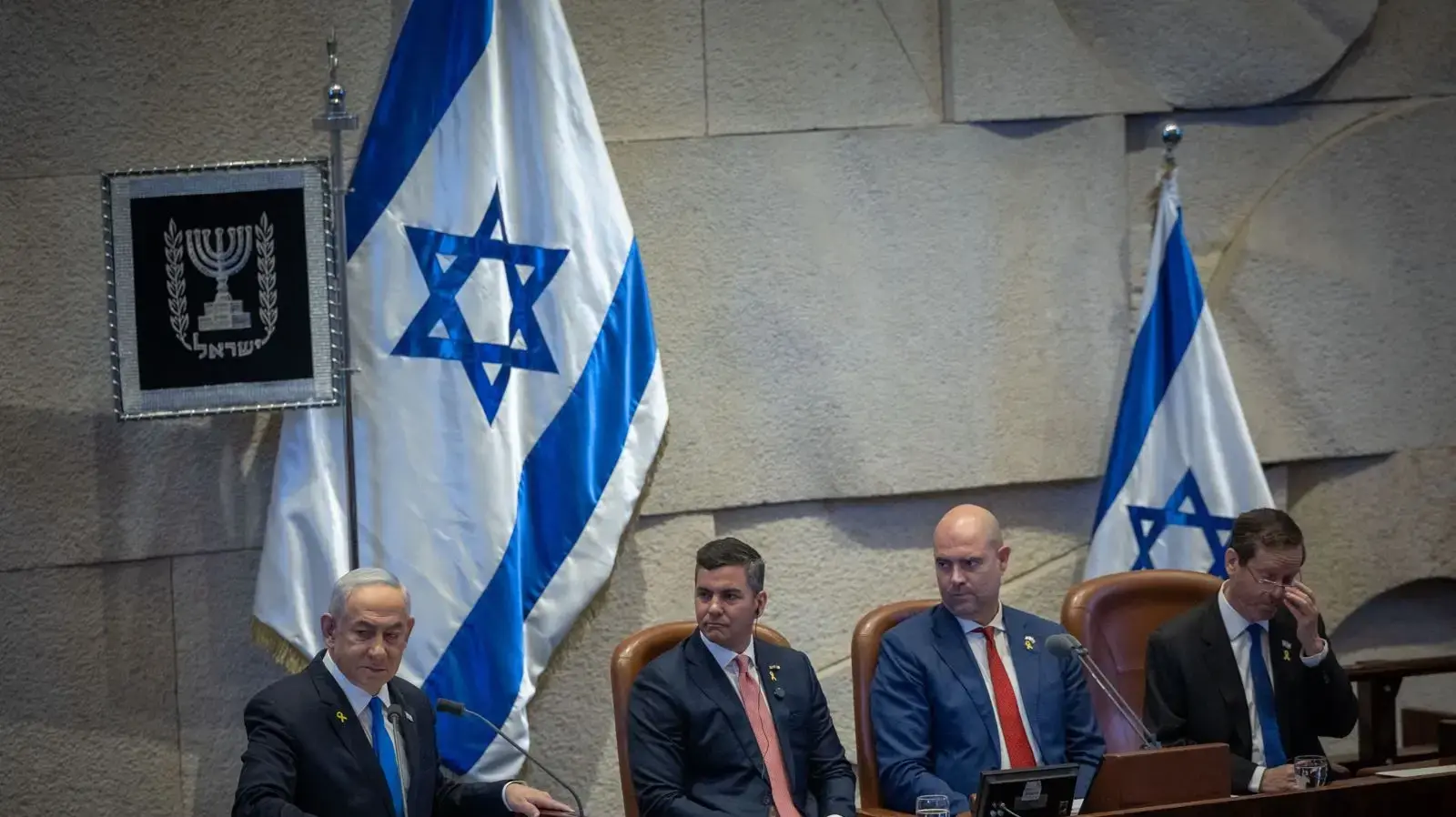 ראש הממשלה, בינימין נתניהו נושא נאום בביקורו של נשיא פרגוואי ,סנטיאגו פניה, כנסת 10 בדצמבר 2024