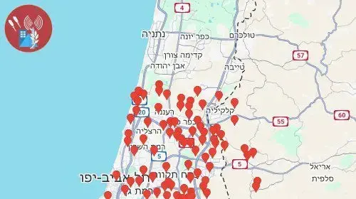מפת אזעקות גוש דן מפת אזעקות גוש דן