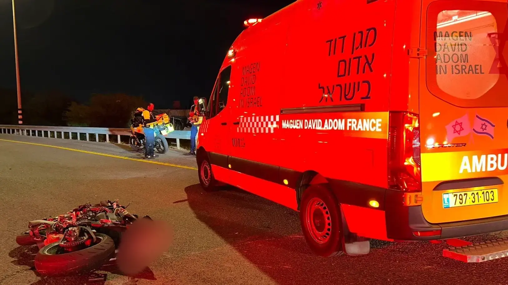 זירת התאונה סמוך למושב כפר הרא״ה בה נהרג רוכב אופנוע, 28 בינואר 2025