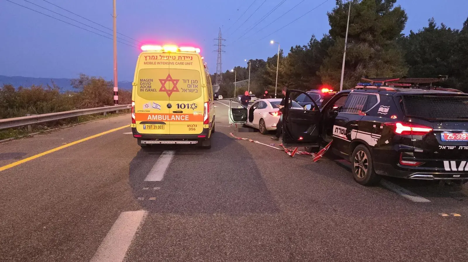 זירת האירוע בו גבר נורה למוות סמוך למגדל העמק, 29 בינואר 2024