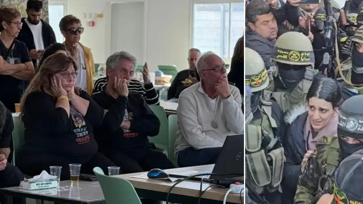 קהילת ניר עוז צופה בהעברת ארבל יהוד לצלב האדום, 30 בינואר 2025 קהילת ניר עוז צופה בהעברת ארבל יהוד לצלב האדום, 30 בינואר 2025